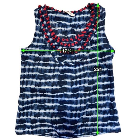 Tory Burch Tie Dye Tassel Tank Top Blue Red Boho Festival Style Size 6 - Picture 6 of 6